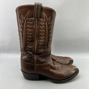 Tony Lama Western Boots Men Size 8 US, 41 EU Brown Leather Cowboy Pull On Shoes